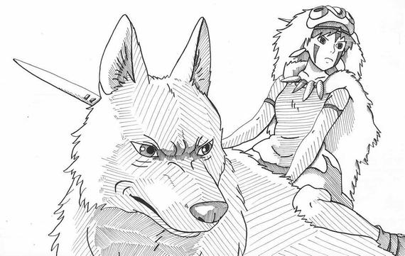 570x361 Princess Mononoke Etsy - Princess Mononoke Sketch