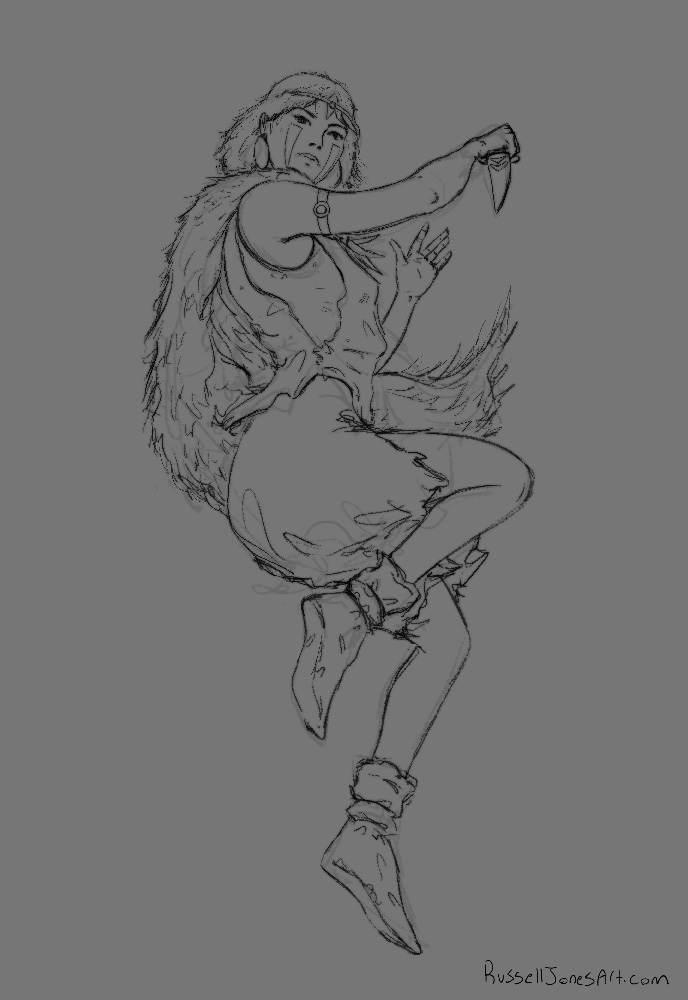688x1000 Princess Mononoke Sketch - Princess Mononoke Sketch