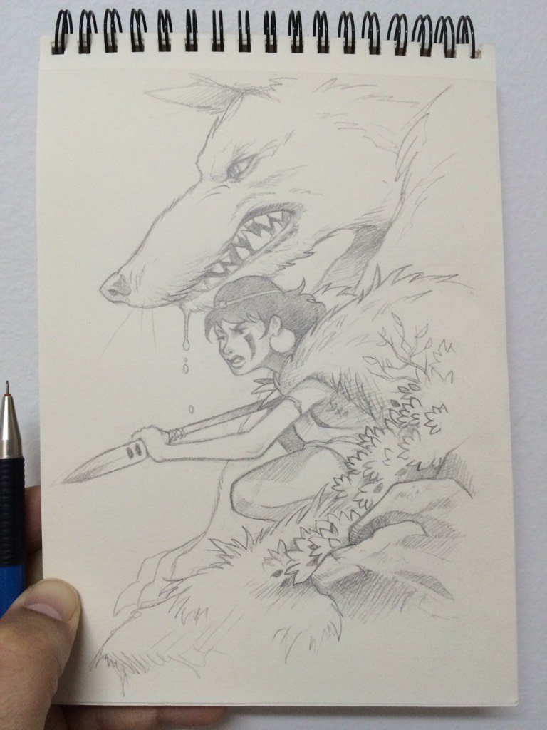 768x1024 Alfonso Pardo On Twitter Princess - Princess Mononoke Sketch