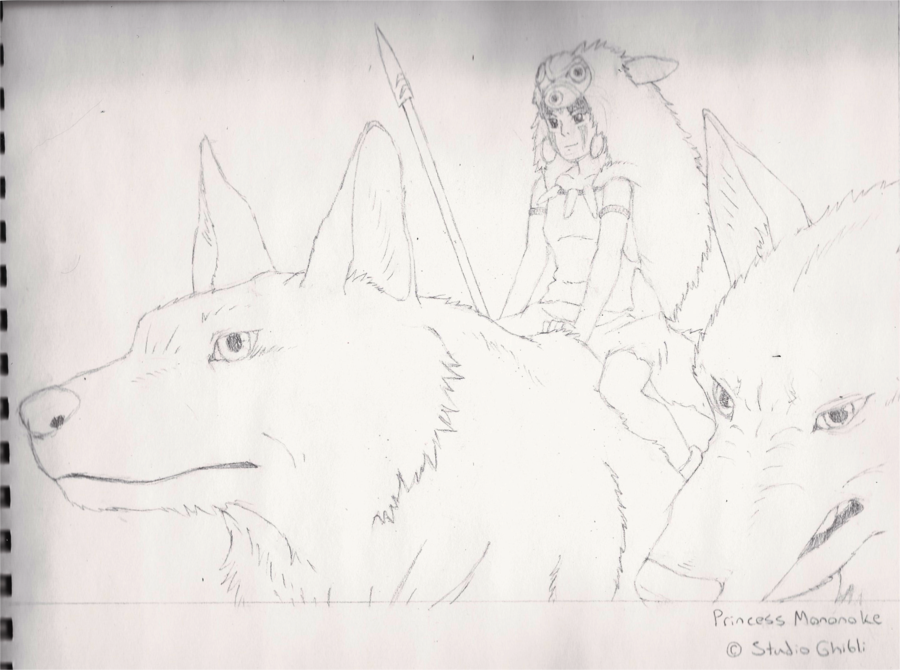 900x670 Princess Mononoke Sketch By Wanton Fox - Princess Mononoke Sketch