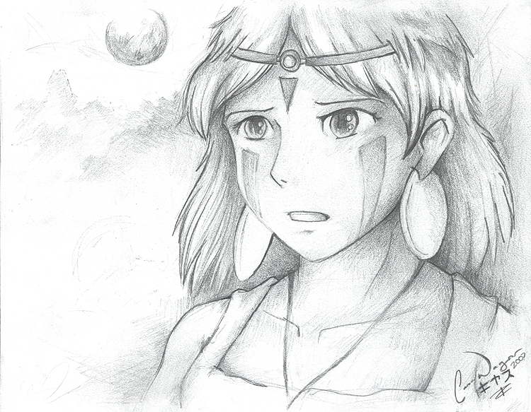 750x583 Young Princess Mononoke By Charfade - Princess Mononoke Sketch