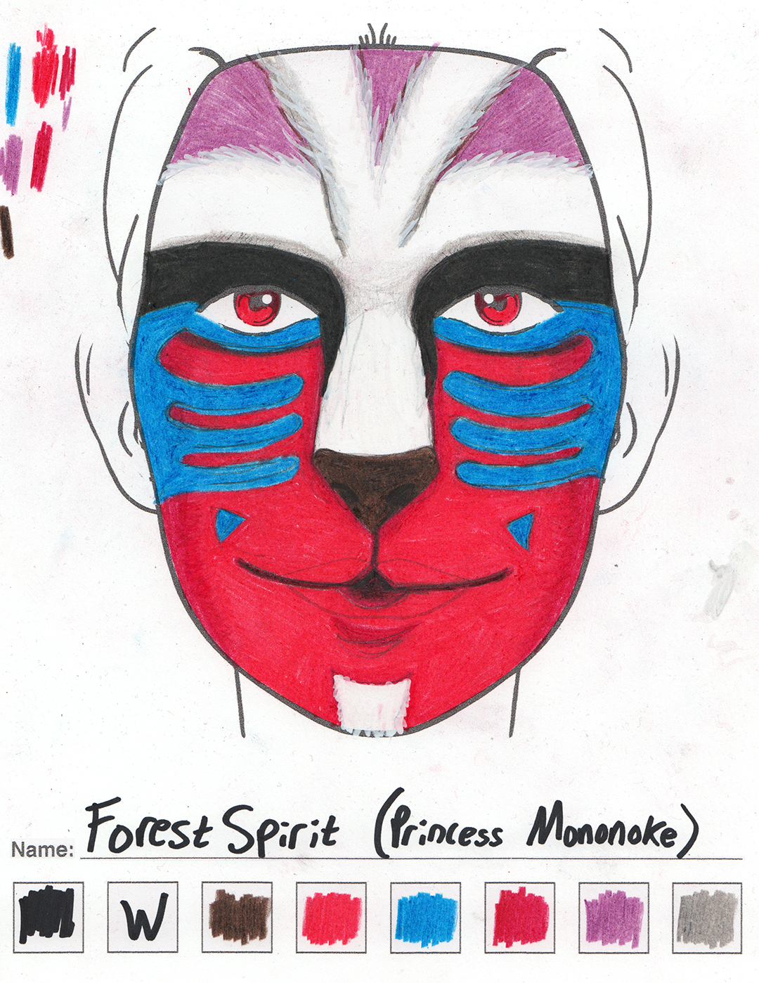 1080x1398 Forest Spirit (From Princess Mononoke) Makeup Sketch Weasyl - Princess Mononoke Sketch