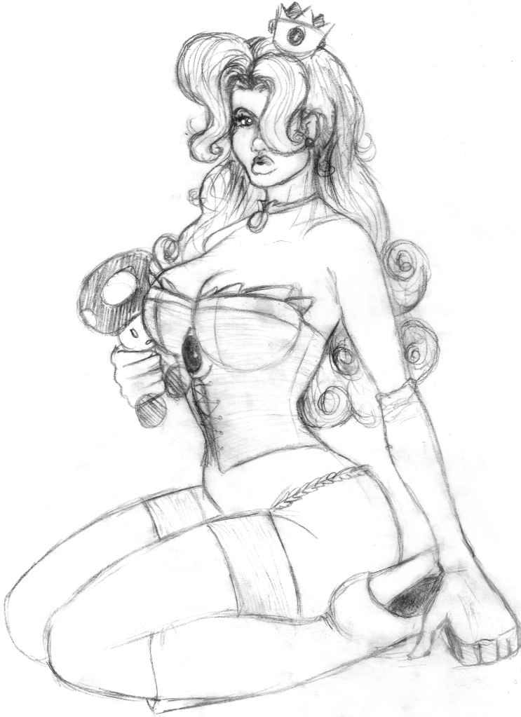 743x1023 Princess Peach Sketch By Justinwadeart - Princess Peach Sketch