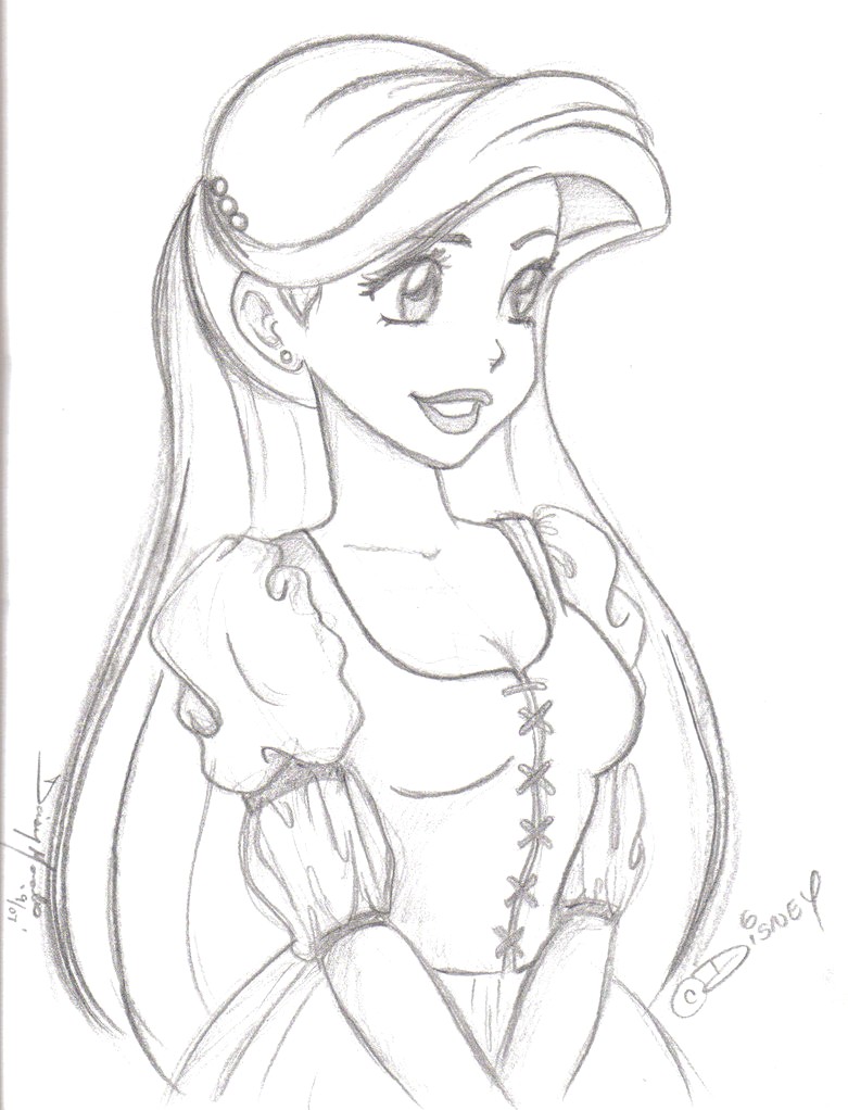Original Hand Drawn Pencil Sketch of Princess Cinderella. A4 - Etsy
