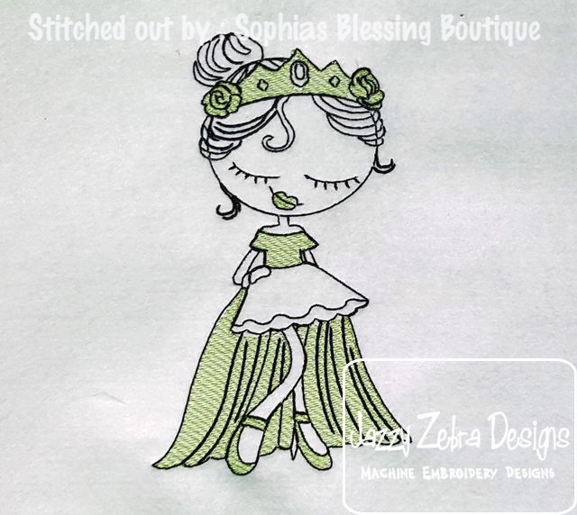 640x572 Swirly Girl Princess Sketch Embroidery Design - Princess Sketch