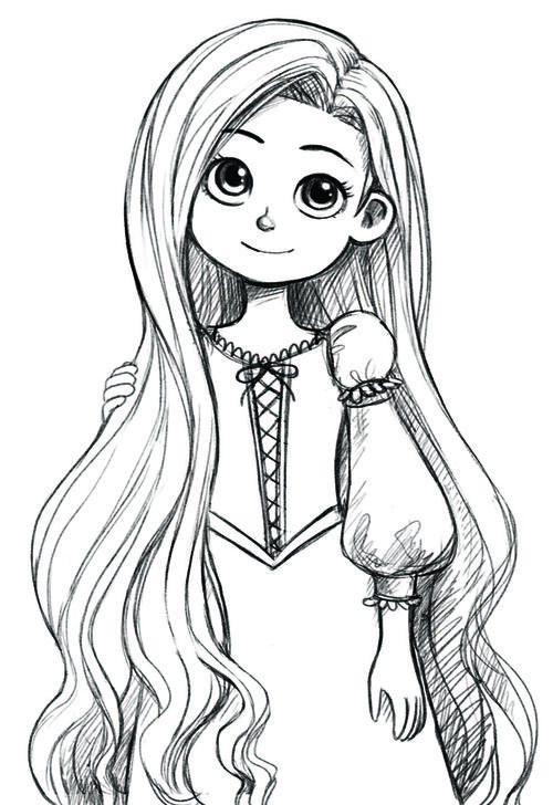 500x728 Images For Gt Disney Princess Drawings Rapunzel Amazing Art Work - Princess Sketch Easy