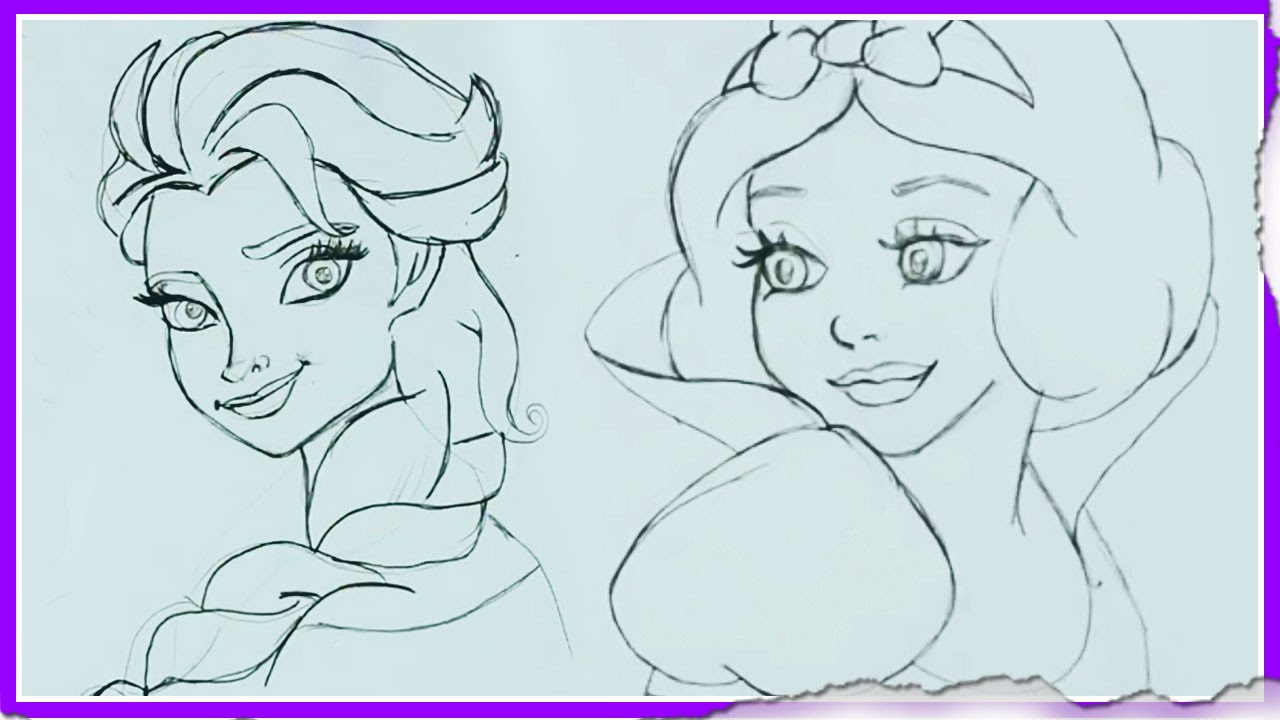 1280x720 Disney Princess Images For Drawing Easy Disney Princess Sketches - Princess Sketch Easy