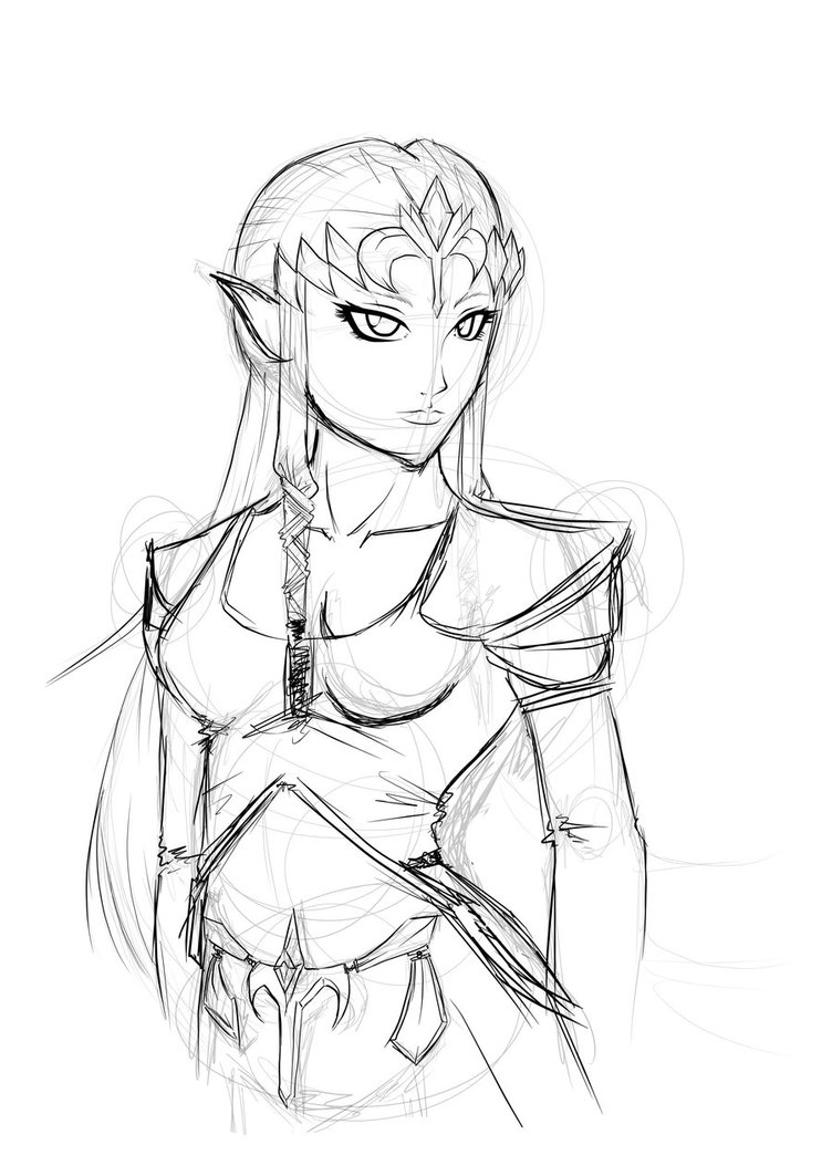 752x1063 Princess Zelda Sketch By Trebleexe - Princess Zelda Sketch