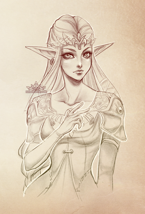 500x739 Princess Zelda Of Hyrule By Anthony Plain - Princess Zelda Sketch