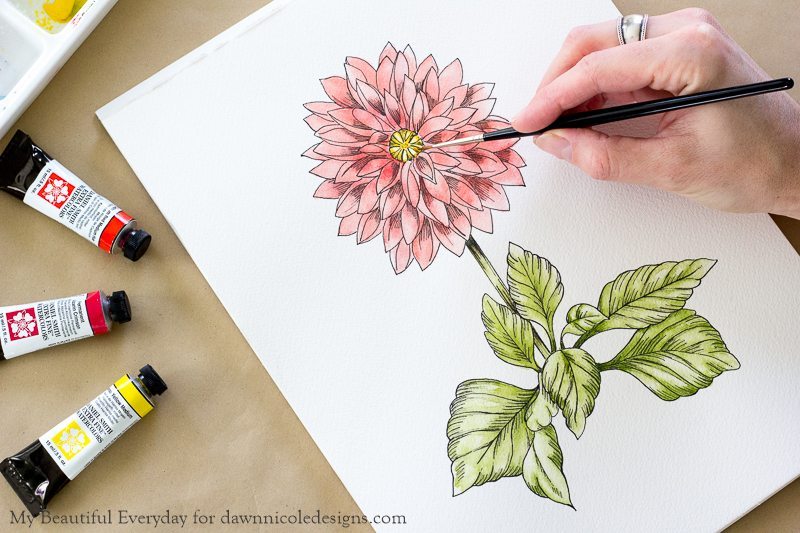 800x533 Diy Watercolor Dahlia + Printable Dawn Nicole - Printable Sketch Pictures