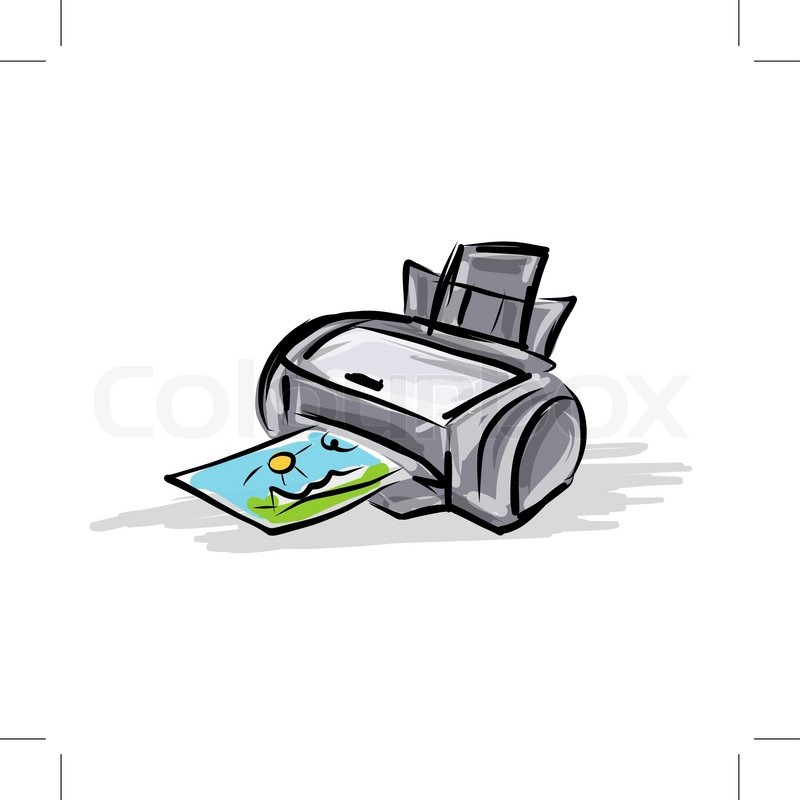 800x800 Printer Sketch For Your Design. Vector Illustration Stock Vector - Printer Sketch