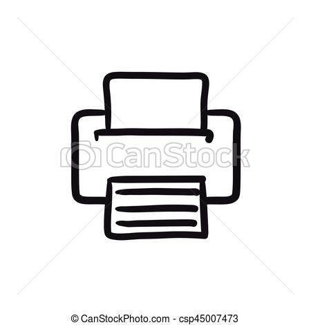 450x470 Printer Sketch Icon. Printer Vector Sketch Icon Isolated On - Printer Sketch