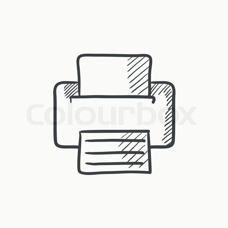 800x800 Printer Vector Sketch Icon Isolated On Background. Hand Drawn - Printer Sketch