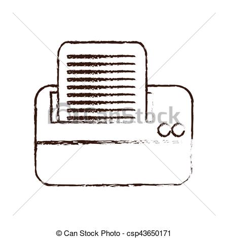 450x470 Sketch Draw Printer Work Office Copy Equipment Vector Illustration - Printer Sketch