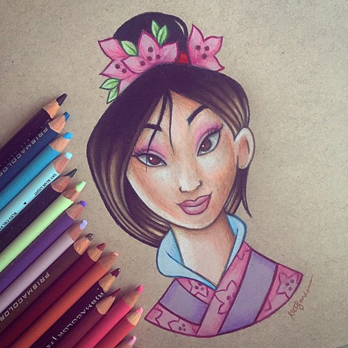 500x500 Kat On Instagram Mulan Commission - Prismacolor Sketch