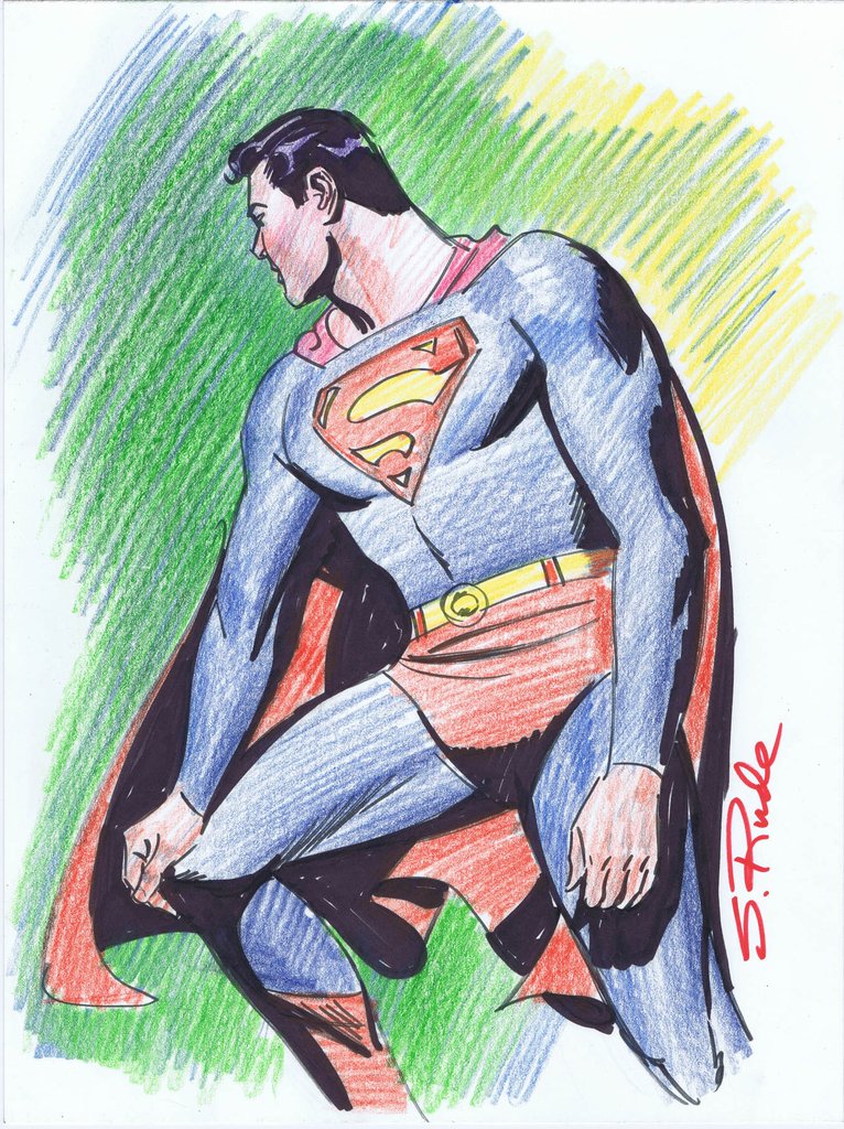 766x1024 Superman Copic Marker Sketch With Prismacolor Pencil Steve Rude Art - Prismacolor Sketch