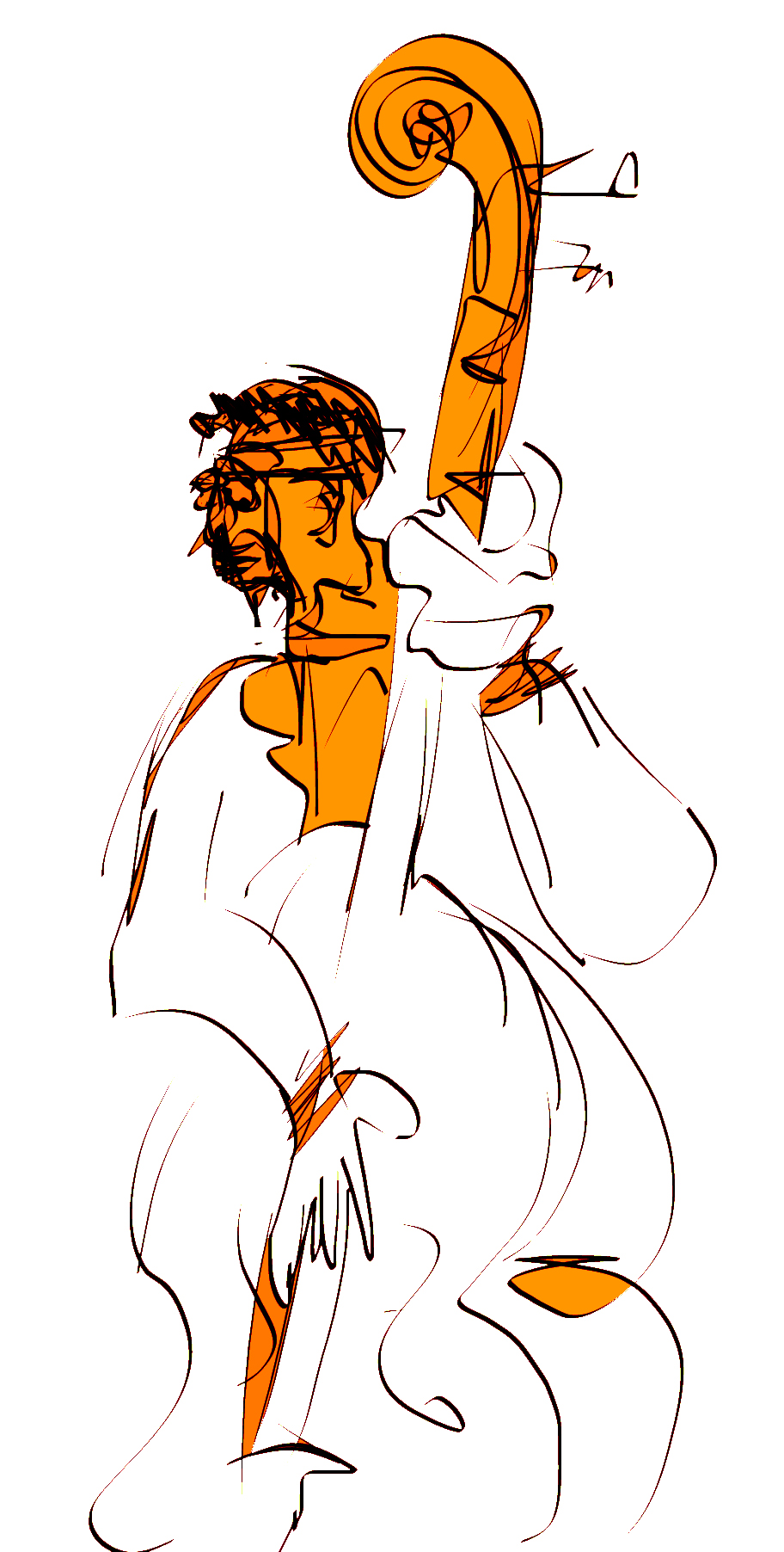 912x1804 Phone Sketch, Playing Bass Live, By Ian Brownlie George Mckay - Professor Sketch