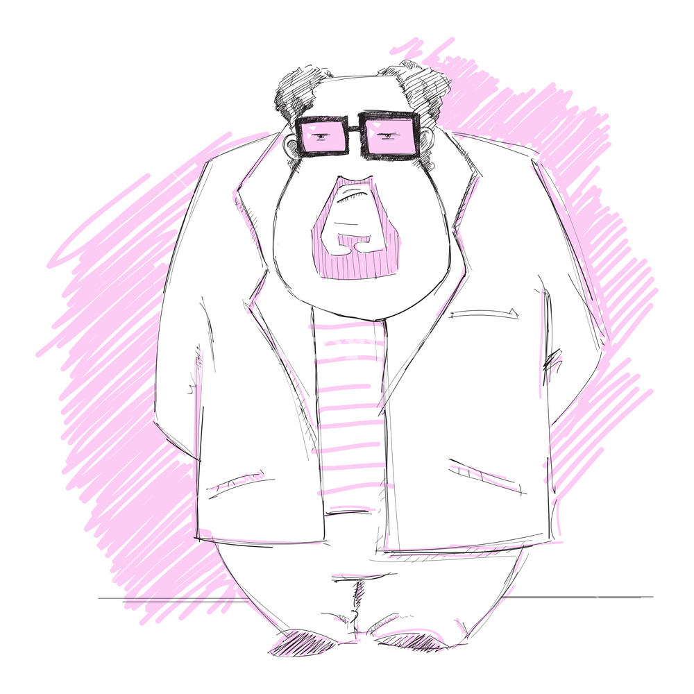 1000x1000 Sketch Of A Fat Professor. Vector Illustration Royalty Free Stock - Professor Sketch