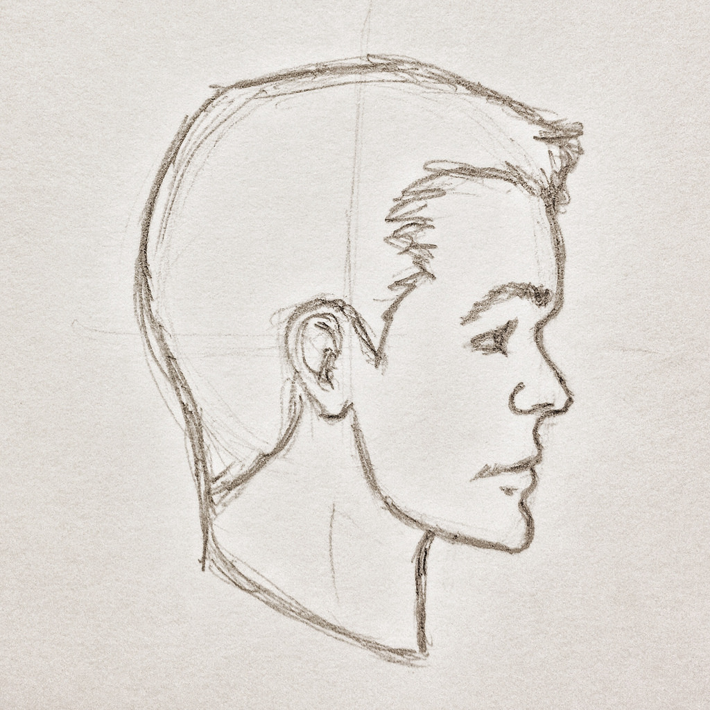 1024x1024 Male Profile Sketch. - Profile Sketch