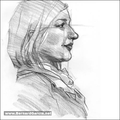 500x500 Drawing And Sketching By Artist Bernard Garcia Profile Sketch Of - Profile Sketch