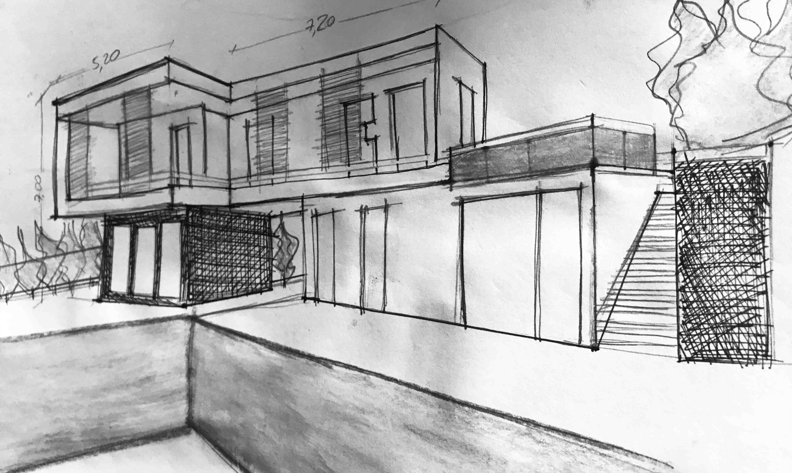 1600x956 Villa Project Sketch - Project Sketch