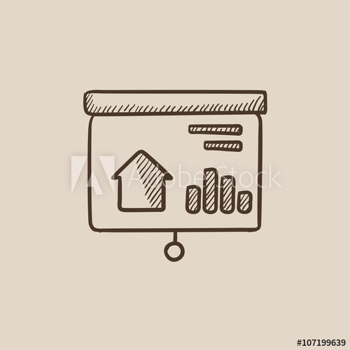 500x500 Presentation On Projector Screen Sketch Icon. - Projector Sketch