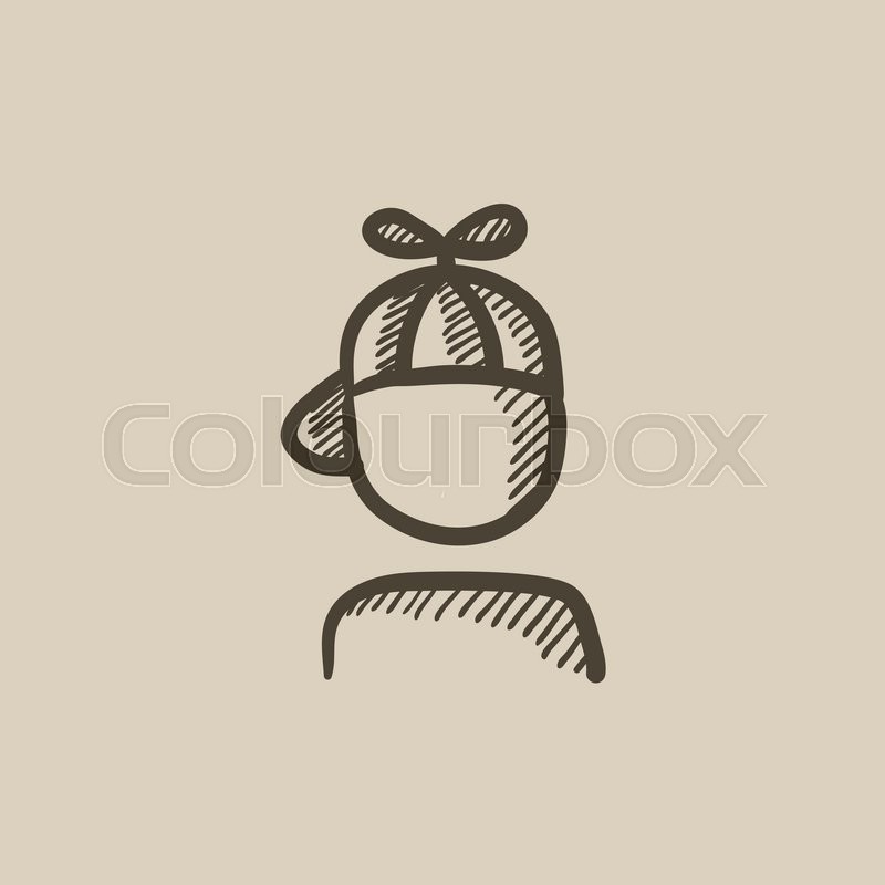 800x800 Boy In Cap With Propeller Vector Sketch Icon Isolated On - Propeller Sketch