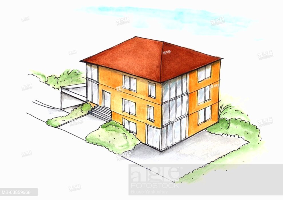 989x700 Illustration, Increase Family House, Watercolor, Drawing, Sketch - Property Sketch