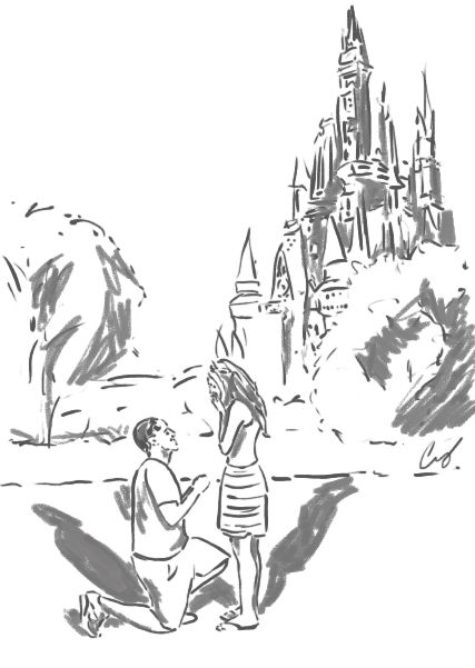 427x601 Disney Proposal Story Kristina + Dan Travel Disney Magic - Proposal Sketch