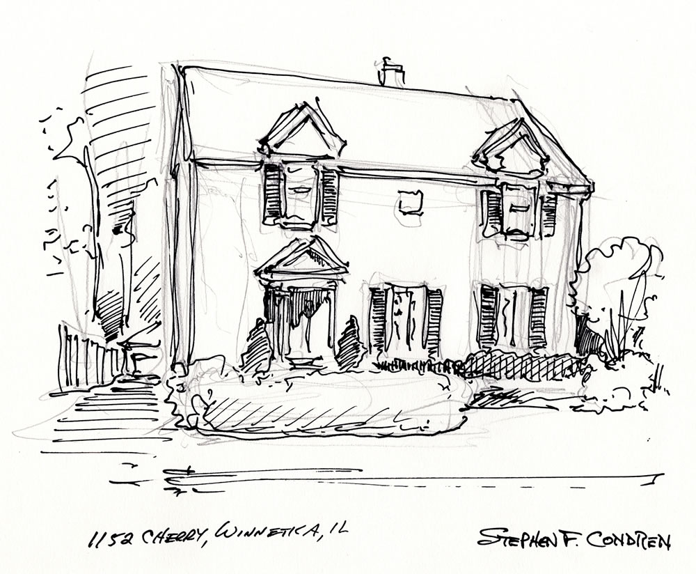 1000x824 House Portrait Sketch Proposal For 1152 Cherry St. ~ 6222018a - Proposal Sketch