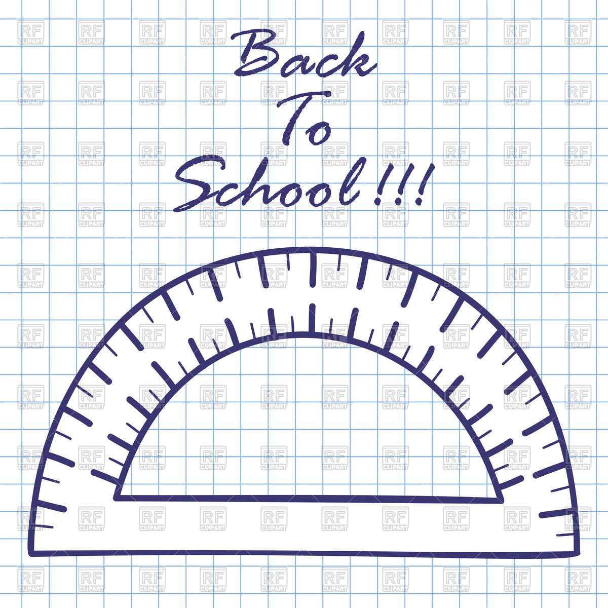 1200x1200 Protractor. Doodle Sketch On Checkered Paper Vector Image Vector - Protractor Sketch