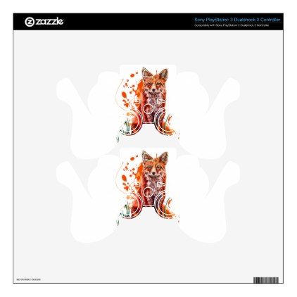 422x422 Drawing Of Red Fox Animal Art And Orange Paint Ps3 Controller Skin - Ps3 Controller Sketch
