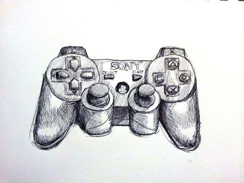 487x365 Ps3 Pencil Sketch Drawings Drawings, Video Game - Ps3 Sketch
