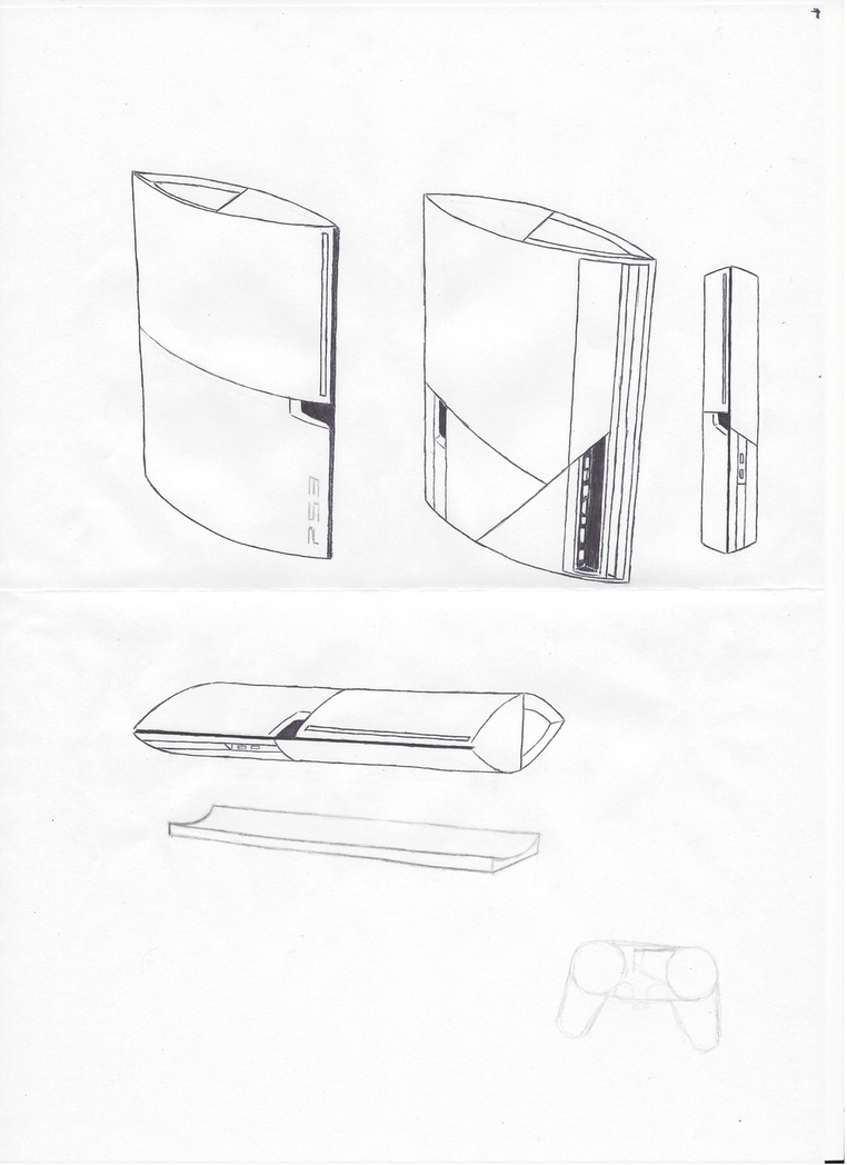 762x1048 Ps3 Redesign Concept Sketch By Dreams N Nightmares - Ps3 Sketch
