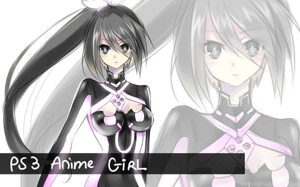 1024x640 Sketch Of A Ps3 Anime Girl By Aoiken Desktop Background - Ps3 Sketch
