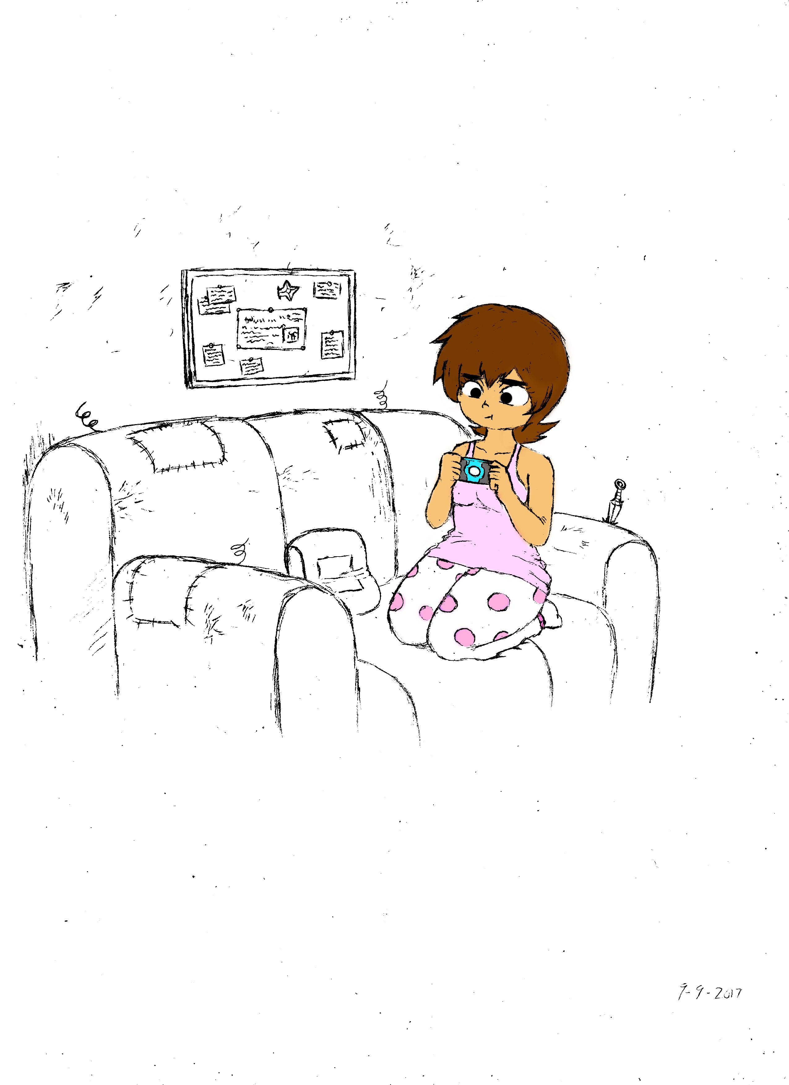 2550x3507 Girl On A Couch (Sketching Furniture) - Psp Sketch