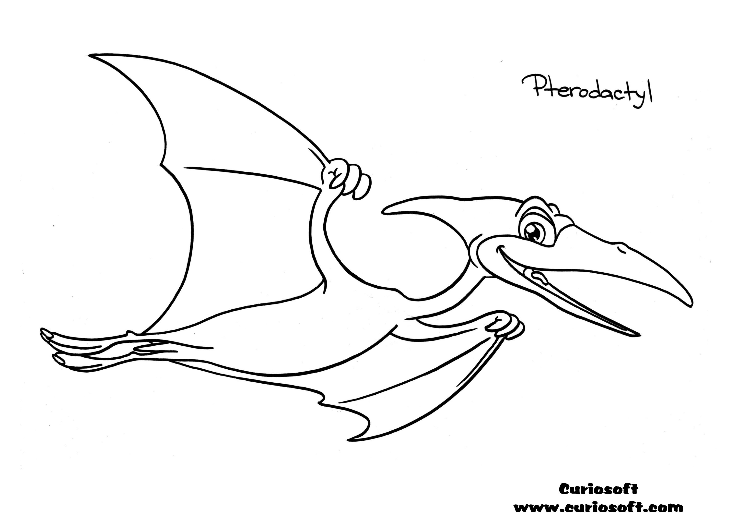 3015x2131 Collection Of Dinosaur Pterodactyl Drawing High Quality - Pterodactyl Sketch