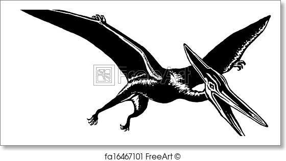 560x316 Free Art Print Of Pterodactyl. Hand Drawn, Vector, Sketch - Pterodactyl Sketch