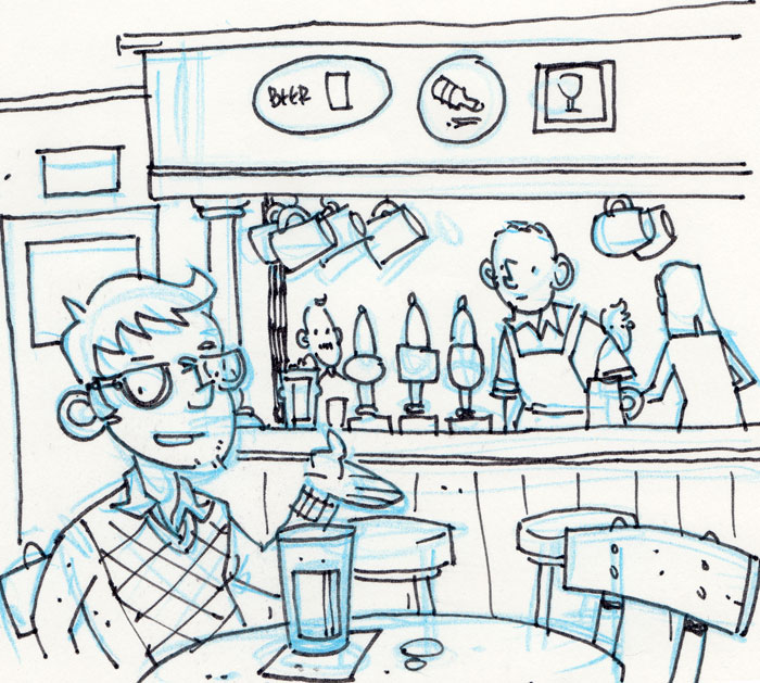 700x629 Scene From A Pub Bryant Paul Johnson - Pub Sketch