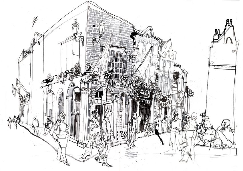 850x601 Vl Irish Pub Entire Urban Sketch Sketches, Urban - Pub Sketch