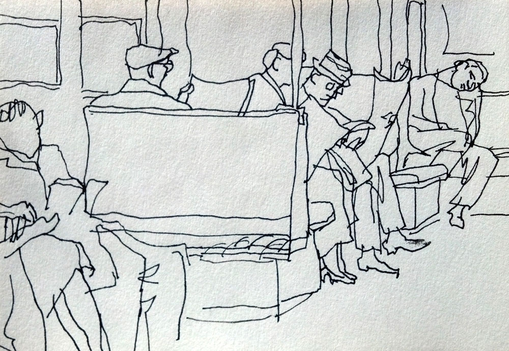1000x691 Riding The Nyc Subway Sketches By Andrew Sanders The Public - Public Sketch