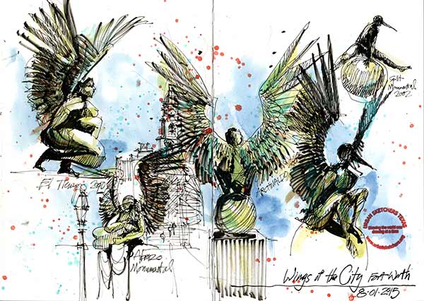 600x426 Urban Sketching Drawing Public Sculpture - Public Sketch