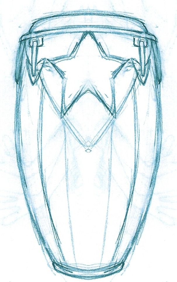 606x964 Puerto Rico Buriccua Drum Drawing, Congas And Drum - Puerto Rico Sketch