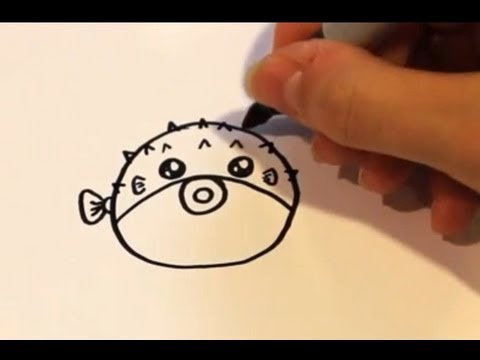 480x360 How To Draw A Cartoon Puffer Fish - Puffer Fish Sketch