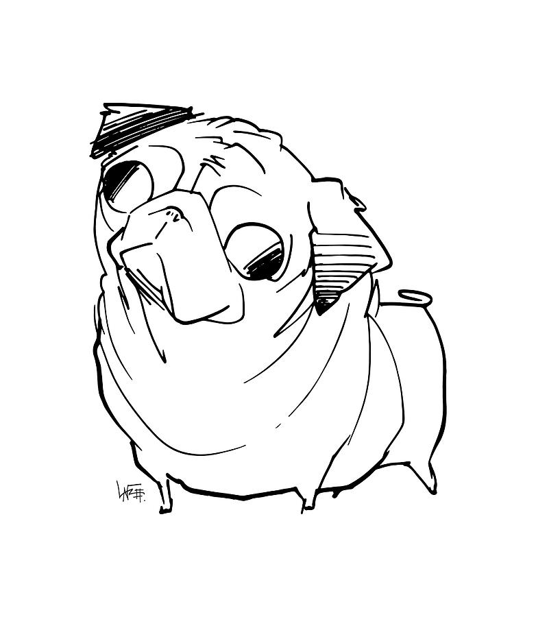 782x900 Pug Gesture Sketch Drawing By John Lafree - Pug Sketch