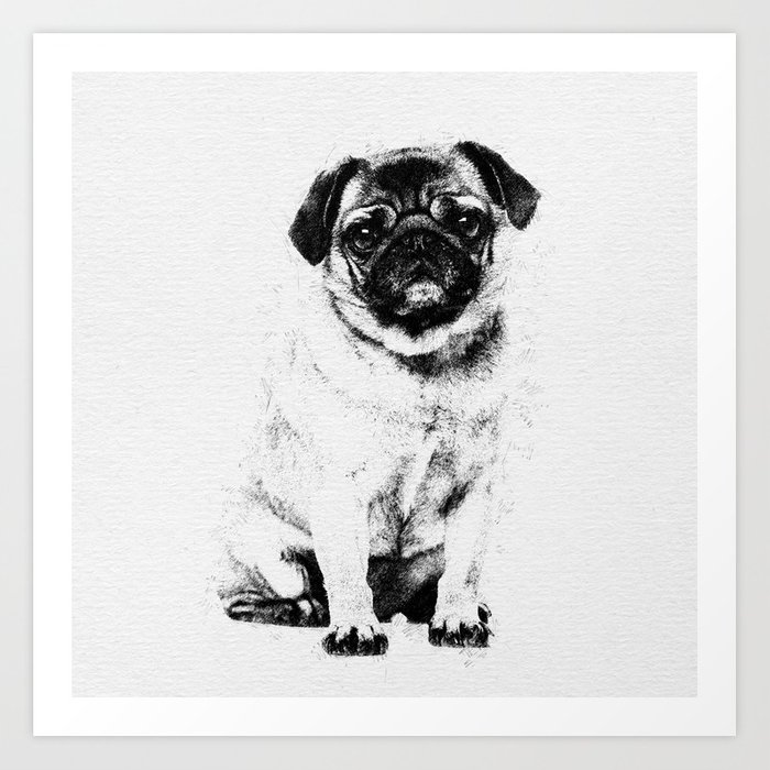 700x700 Pug Dog Sketch Digital Art Art Print By K9printart Society6 - Pug Sketch