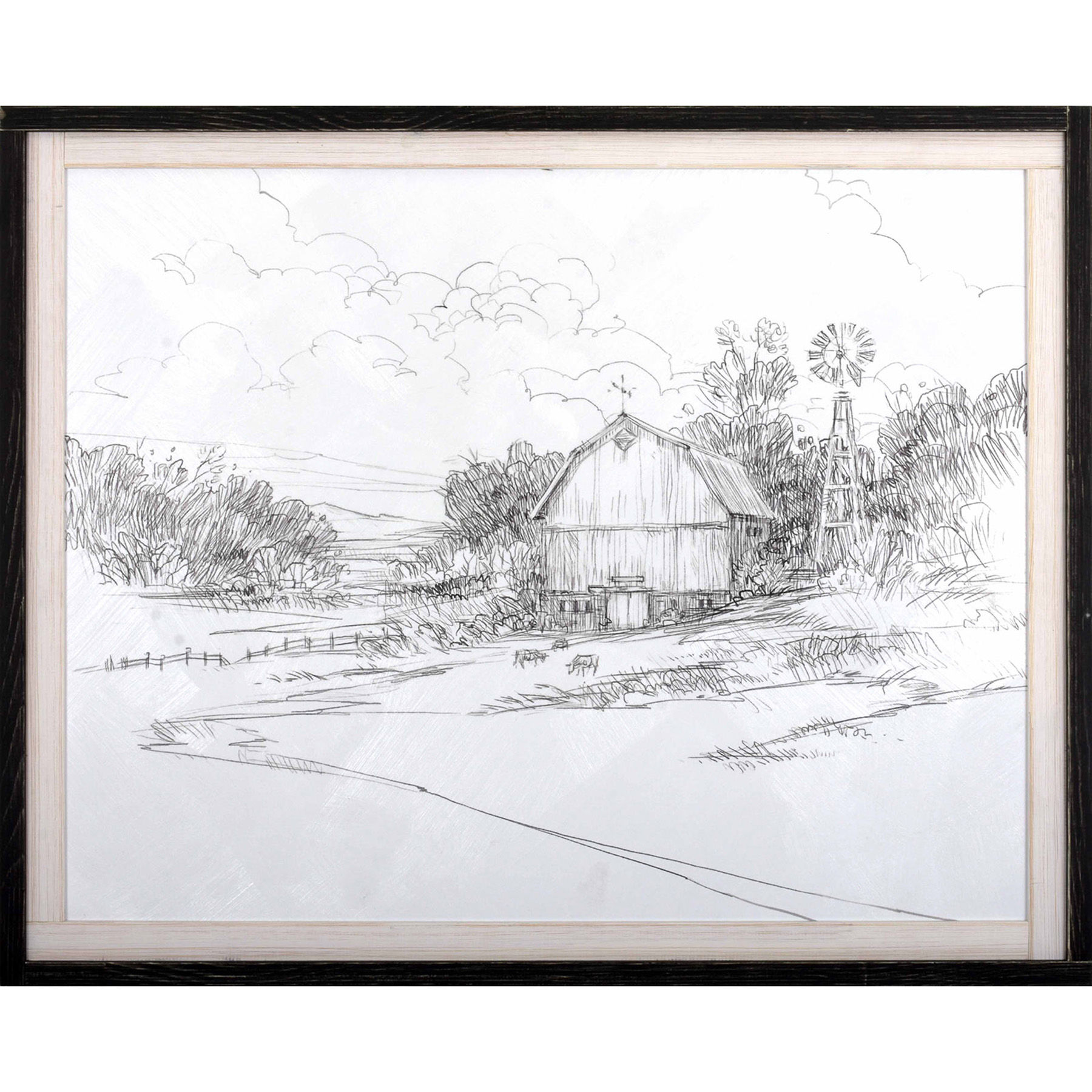 1800x1800 Sa Pug 30x24 Barn Sketch At Home - Pug Sketch