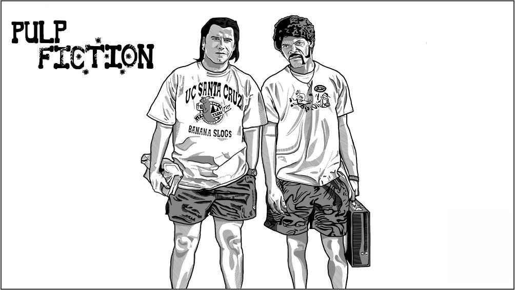 1004x566 Pulp Fiction Sketch Poster Express - Pulp Fiction Sketch