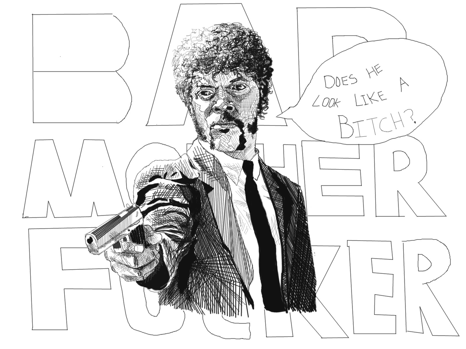 1600x1200 Vincent Briseno - Pulp Fiction Sketch