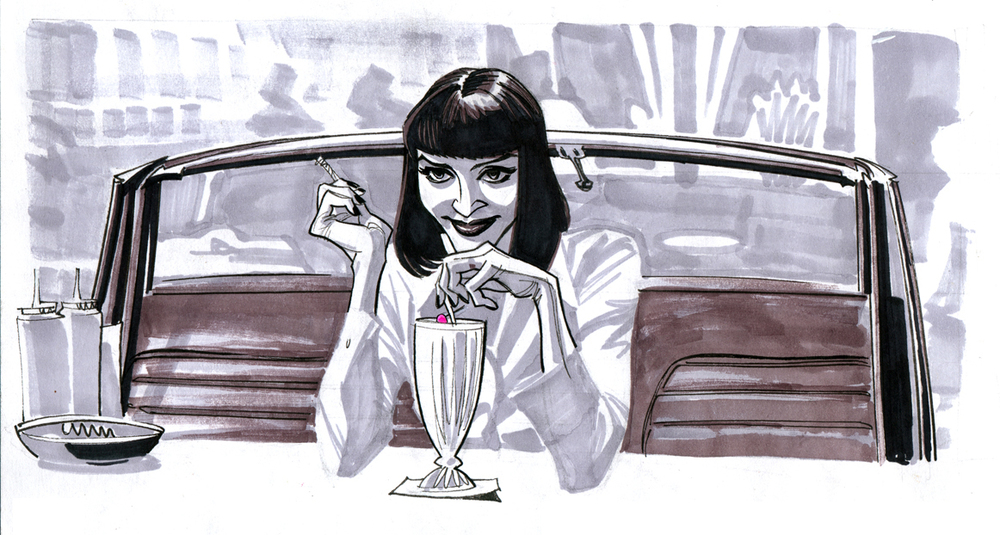 1000x535 Cartoons C Brunner - Pulp Fiction Sketch
